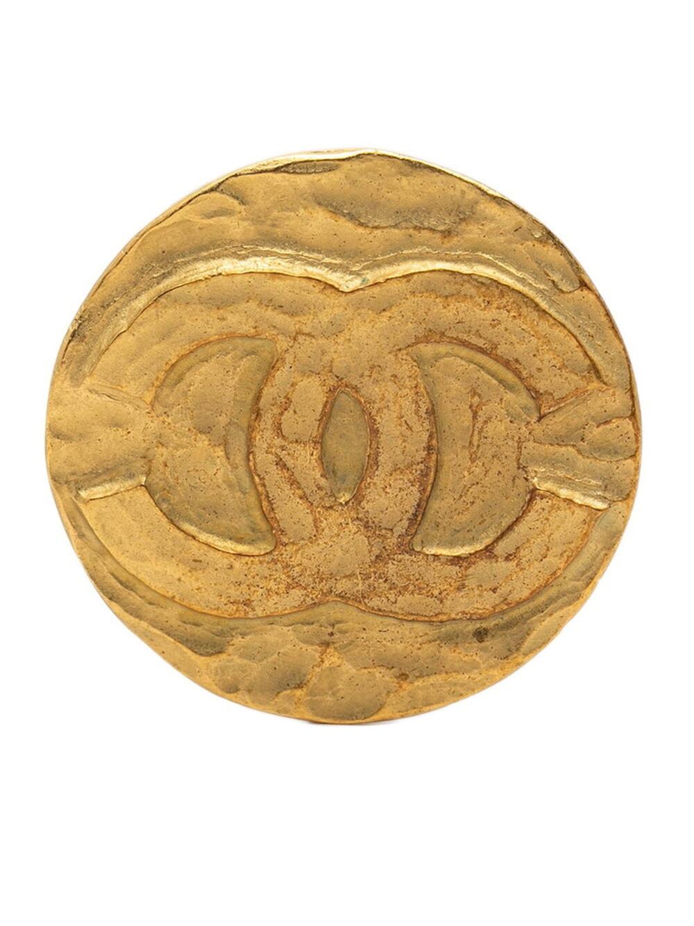 Chanel Cc Logo Round Brooch Metal #371353C54B